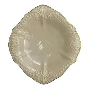 LENOX Chadwick Candy Trinket Dish 8.5"  Embossed Cream Porcelain w/Gold Trim USA